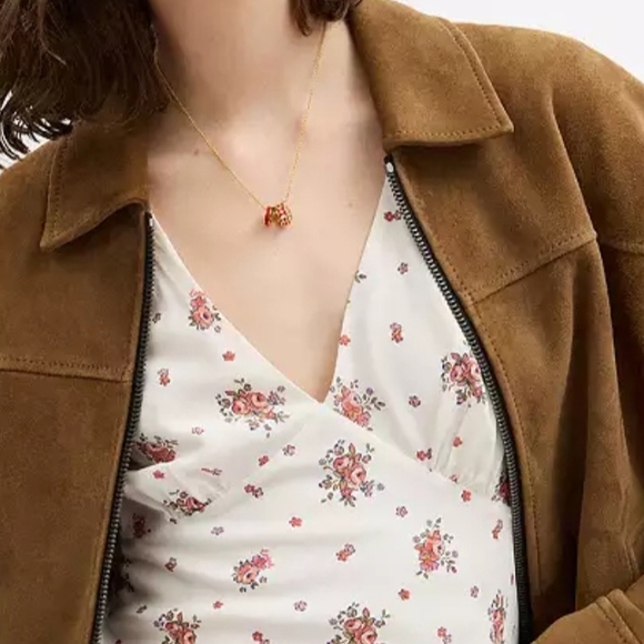 NWT Coach Women's Signature Enamel Rondell Necklace Gold/Red - Picture 5 of 5